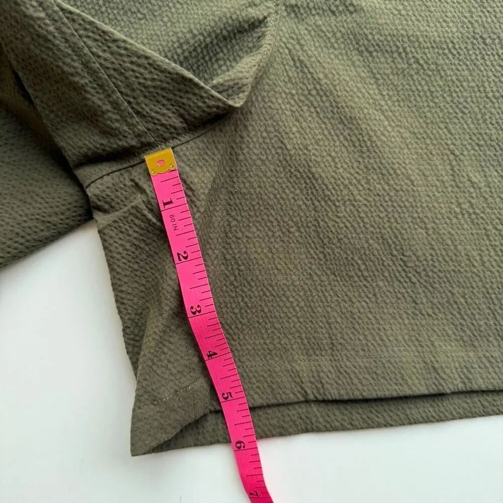 NWT Rag & Bone Camille Paper bag waist seersucker shorts in olive Size 10